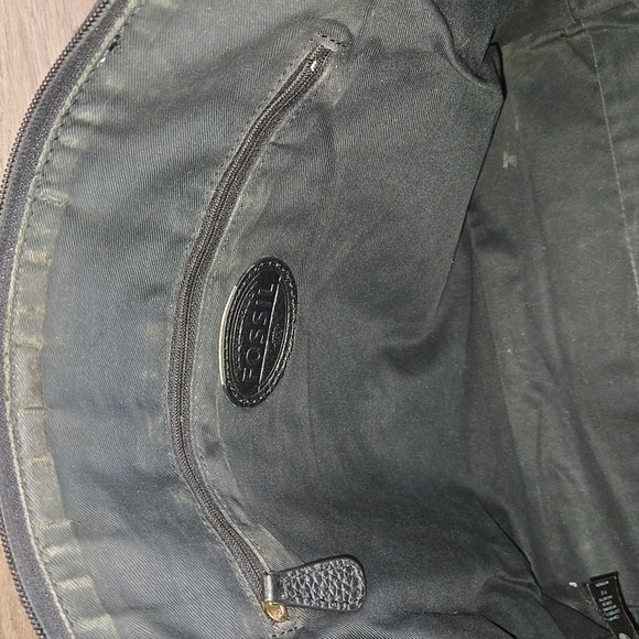 Fossil Black and White Pebble Leather Tote Shoulder Bag - Picture 13 of 14